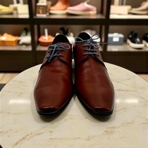 Italian Leather 🇮🇹‎ Brown Men's Oxfords with Blue Laces ✨Great Condition✨